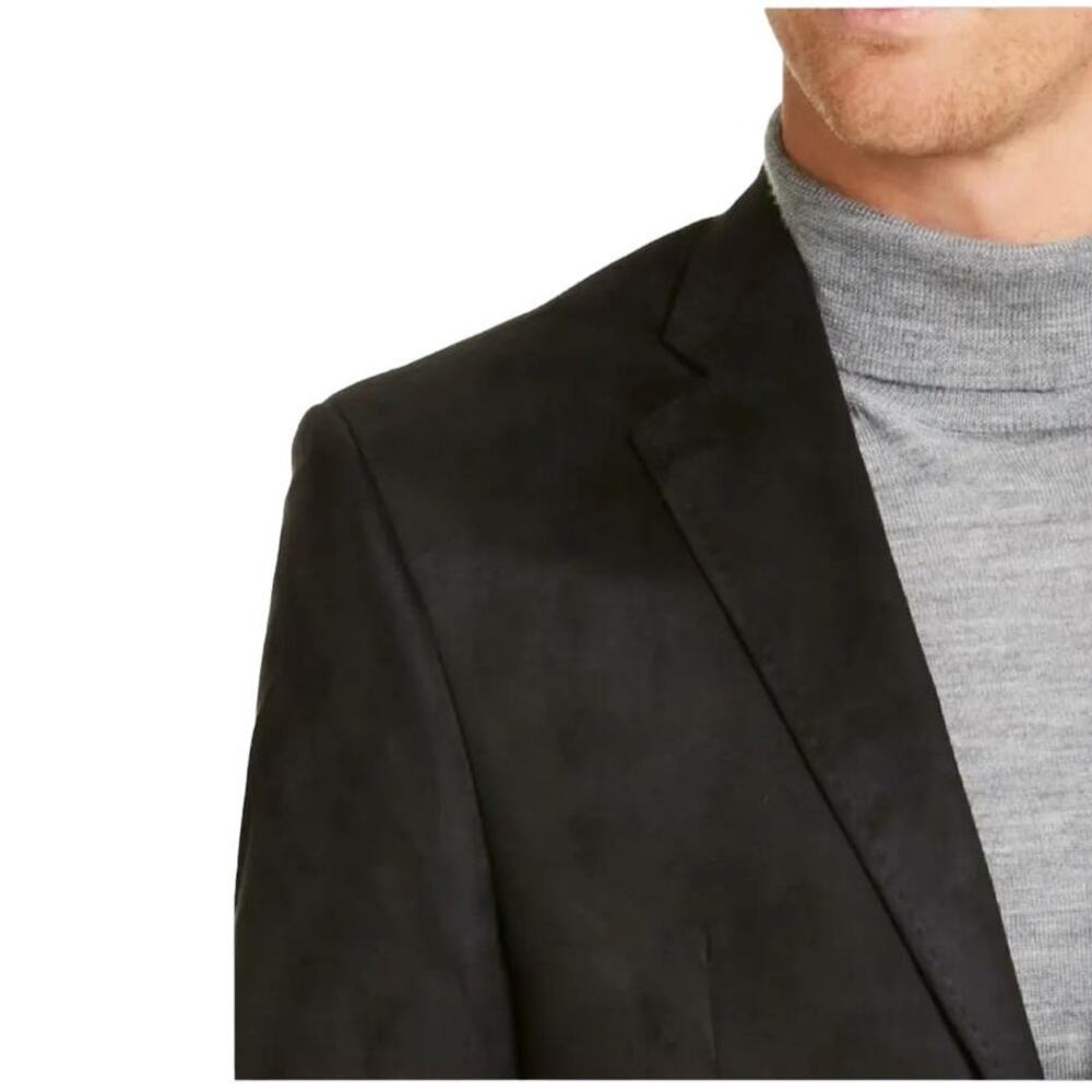 Ralph Lauren Jacket Men's Size 42L Black Faux Suede Single Breasted Blazer Soft - Picture 7 of 14
